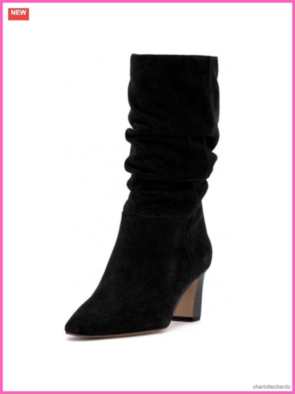 Women's Mid Calf Faux Suede Slouchy Boots Chunk